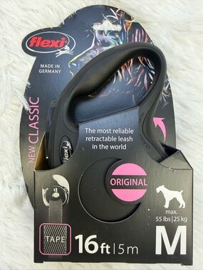 Flexi Classic Black Cord Retractable Dog Leash maximum 55lbs/25kg- 16ft/5m